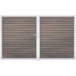 Portail clôture emboîtables GroJa Solid Rhombe en BPC, couleur bi-color co-extrudé Résistant aux intempéries et très stable, élégants joints d'ombre, cadre en aluminium, remplissage BPC, dimensions 300x180x4 cm