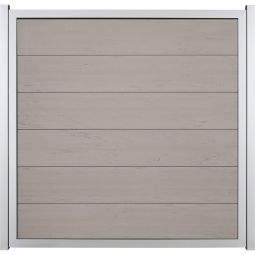 Clôture occultante GroJa Viento bi-color sand avec cadre en aluminium argent EV1, panneau à lames Clôture design BPC, particulièrement stable grâce au cadre en aluminium, fabrication individuelle sur mesure possible