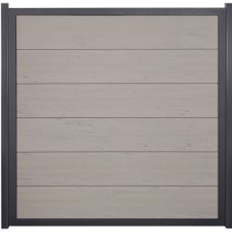 Clôture occultant GroJa Viento bi-color sand avec cadre en aluminium anthracite DB 703, panneau à lames Clôture design BPC, particulièrement stable grâce au cadre en aluminium, fabrication individuelle sur mesure possible