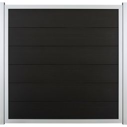 Clôture occultante GroJa Viento gris anthracite avec cadre en aluminium argent EV1, panneau à lames Clôture design BPC, particulièrement stable grâce au cadre en aluminium, fabrication individuelle sur mesure possible