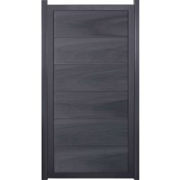 Clôture occultant GroJa Viento verticale gris pierre co-extrudée avec cadre en aluminium anthracite DB 703, panneau à lames Clôture design BPC, particulièrement stable grâce au cadre en aluminium, 90x180x4 cm