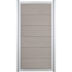 Clôture occultante GroJa Viento debout bi-color sand avec cadre en aluminium argent EV1, panneau à lames Clôture design en BPC, particulièrement stable grâce au cadre en aluminium, 90x180x4 cm