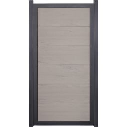 Clôture occultant GroJa Viento verticale bi-color sand avec cadre en aluminium anthracite DB 703, panneau à lames Clôture design BPC, particulièrement stable grâce au cadre en aluminium, 90x180x4 cm