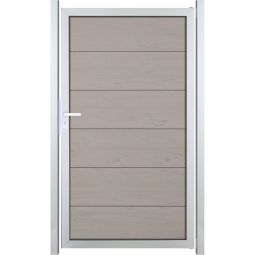 Portillon GroJa Viento pour clôture occultante bi-color sand Profils rainurés et languettés larges, cadre en aluminium robuste, dimensions 100 x 180 x 4 cm