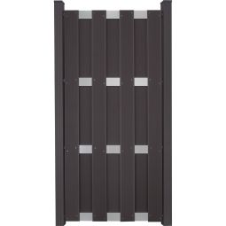 Clôture préfabriquée GroJa protection visuelle anthracite/argent panneau lamelles étroite Prémonté dans un aspect classique de clôture en planches, 84,3x180x3,2 cm, avec 4 verrous transversaux en aluminium EV1
