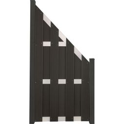 Clôture préfabriquée GroJa protection visuelle anthracite/argent raccord panneau lamelles Prémonté dans un aspect classique de clôture en planches, 84,3x180x3,2 cm, avec 4 verrous transversaux en aluminium EV1