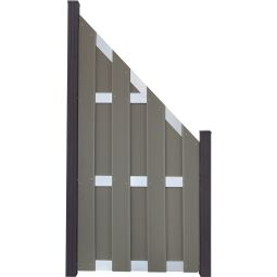 Clôture préfabriquée GroJa protection visuelle gris clair raccord panneau lamelles  Prémonté dans un aspect classique de clôture en planches, 84,3x180/90x3,2 cm, avec 4 traverses en aluminium EV1