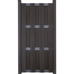 Clôture préfabriquée GroJa protection visuelle anthracite/argent panneau lamelles étroite Prémonté dans une optique de clôture en planches classique, 180x180x3,2 cm, avec 4 traverses en aluminium DB 703