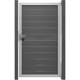 Portillon clôture emboîtable GroJa Lumino en aluminium, gris anthracite Matériaux de haute qualité et esthétique élégante, cadre en aluminium avec lames en aluminium, finition poudrée, dimensions 100 x 180 x 4 cm