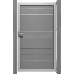 Portillon clôture emboîtable GroJa Lumino en aluminium, gris argent Matériaux de haute qualité et esthétique élégante, cadre en aluminium avec lames en aluminium, finition poudrée, dimensions 100 x 180 x 4 cm