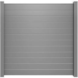 Clôture à emboîter GroJa Lumino aluminium couleur gris argent panneau à lamelles Kit de 12 remplissages, y compris kit d'entretoises, joints à brosse et profilé de finition