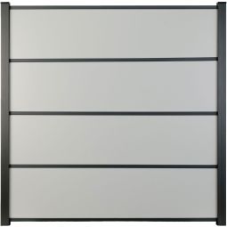 Panneau clôture à lames GroJa Premo HPL uni gris Kit de 4 panneaux de remplissage, inclus : kit entretoises, joints brosse, profilé de finition, profils H & U