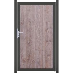 Portillon GroJa Premo élément occultant en HPL aspect bois Panneaux HPL de 8 mm d'épaisseur avec cadre en aluminium robuste, dimensions 100 x 180 x 4 cm