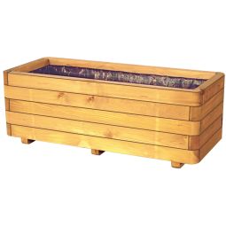 Bac à fleurs rectangulaire T&J INGO avec film de plantation en bois KDI vert jardinière en pin/épicéa, madriers 45x70 mm, avec coins arrondis, comprenant un insert en film, imprégné sous pression