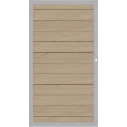 Portail panneau brise-vue bois composite, TraumGarten SYSTEM sable Montage au choix DIN gauche ou droite