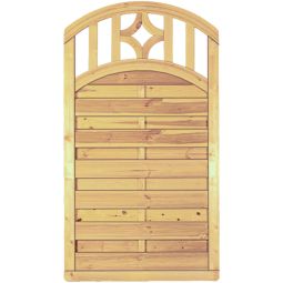 Clôture de jardin brise-vue T&J panneau avec treillis Série Antikzaun avec arche décorative en treillis en pin/épicéa imprégné avec lattes rainurées, vis en acier inoxydable et arche ronde élégante