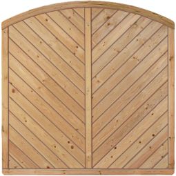 Clôture de jardin T&J CLASSIC diagonale avec brise-vue en arc de cercle fabriqué en épicéa imprégné, pinces en acier inoxydable et forme incurvée