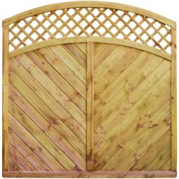 Clôture pare-vue T&J brise-vue décoratif en treillis arche décorative en treillis 180x200/180 cm en épicéa imprégné avec tiges de treillis et aspect arc rond