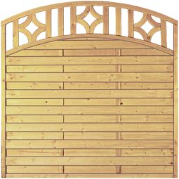 Clôture de jardin avec arc et treillis T&J OLYMP brise-vue à lames panneau brise-vue OLYMP à arc haut avec treillis décoratif 180x180/160 cm en pin/épicéa imprégné, lames striées et fixation inox