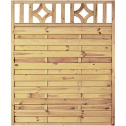 Clôture brise-vue à lames avec treillis décoratif T&J OLYMP panneau brise-vue OLYMP avec treillis décoratif en pin/épicéa imprégné, cadre 45x45 mm, lames striées, disponible en 2 tailles