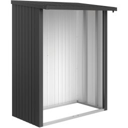 Paroi arrière pour abri à bûches Biohort WoodStock gris foncé métallisé protège le bois de l'humidité et le mur de la maison des dommages causés par le bois stocké