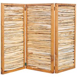 Paravent de noisetier NOOR brise-vue naturel, pliable brise-vue en trois panneaux en noisetier naturel avec fonction pliable, idéal pour terrasse et jardin