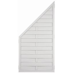 Élément de finition pour clôture à lames blanche T&J LIGHTLINE Élément de finition blanc en PVC avec lames tressées 7x100 mm, facile d'entretien, résistant aux intempéries, avec support - disponible à gauche ou à droite