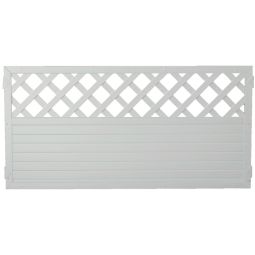 Clôture jardin LIGHTLINE avec treillis décoratif matériau plastique blanche T&J clôture de jardin LIGHTLINE 180x90 cm, plastique blanc pour fenêtre, avec treillis décoratif, profil rainure et languette, supports inclus facile d'entretien et durable