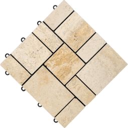 florco dalle de terrasse click pierre Travertine petit format 30x30x2,8cm, système de click avec surface en pierre véritable
