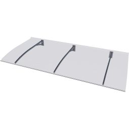 Auvent de porte d'entrée, gutta, PT Secco auvent optique acier inoxydable Largeur : 150 ou 200 cm, supports en aluminium, couverture en polycarbonate

