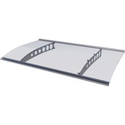 Auvent de porte d'entrée, gutta, PT-ET auvent optique acier inoxydable Supports en aluminum/acier, inox, couverture verre acrylique, largeur 160 ou 300 cm

