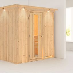 Karibu Sauna Bodin Structure de paroi de 68 mm d'épaisseur, faible consommation d'énergie grâce à la laine minérale