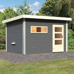 Maison de sauna Karibu Skrollan 3 Terragrau au choix avec ou sans poêle