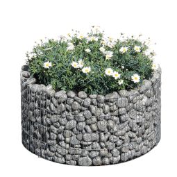 Carré potager gabion surélevé bellissa basic rond Bac à fleur livré en kit complet, diamètre 81cm, hauteur 40cm