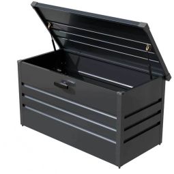 Coffre de rangement en métal, Wellker anthracite coffre de jardin étanche et verrouillable, dimensions : 100 x 62 x 62 cm, pour jardin 320 L 