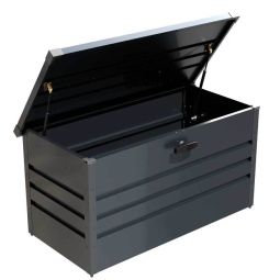 Coffre de rangement en métal, Wellker anthracite coffre de jardin étanche et verrouillable, dimensions : 100 x 62 x 62 cm, pour jardin 320 L 