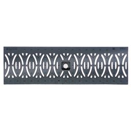 Grille fonte BIRCOlight design ellipse recouvrement pour caniveau NW100, 0,5m, section d'entrée 417cm²/m