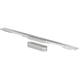 Caniveau de douche design ACO ShowerDrain S+ acier inox couleur argent profil de caniveau de douche avec pente longitudinale et transversale, au design élégant en acier inoxydable
