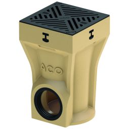 Siphon extérieur fonte ACO Self Europoint avec grille en fonte, raccordement DN/OD110 sortie horizontal