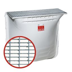 Cour anglaise ACO Therm complète 125x100x40 cm avec grille maille 30/10 mm kit complet avec grille et fixation