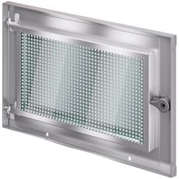 ACO Fenêtre de sous-sol en acier 50x50cm, fenêtre à un vantail Vitre de sécurité, y compris raccord mural et grille de protection pivotante