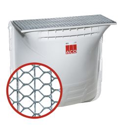 Cour anglaise ACO Therm complète 125x100x40 cm avec Grille piéton métal déployé kit complet avec grille et fixation