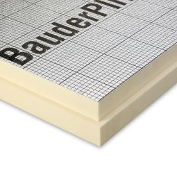 Isolation de toits plats avec battues PIR FA TE F Isolation toiture avec parement en aluminium des deux cotés, avec battue, 1200x600 mm, différentes hauteurs