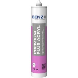 BENZ PROFESSIONAL Acrylique Premium Plus blanc 310 ml, mastic pour joints pour façades, intérieur et extérieur