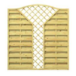 Panneau brise-vue bois, Wellker avec couronne et treillis en V 179x179 (190) cm, lames finement rainuréess, dimensions treillis 11x11cm