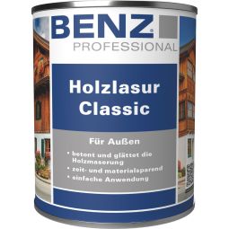 Lasure bois Classic BENZ PROFESSIONAL produit de protection du bois plusieurs couleurs, pour bois exposés aux intempéries en extérieur