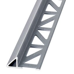 BLANKE Profilé de carrelage triangulaire aluminium teinte acier inoxydable métallisé 14mm Longueur 2,5m, profil de finition incliné pour carrelage