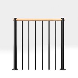 Minka balustrade noire avec barres verticales et  main courante bois droit Avec main courante bois massif