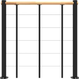 Minka rampe noire avec sangles et main courante bois massif droit balustrade avec main courante en bois au choix