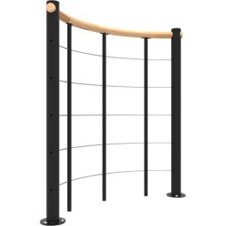 Minka balustrade noire avec câbles et main courante bois massif rond Avec main courante bois massif